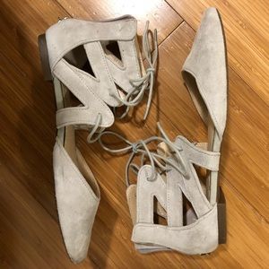 Suede Jessica Simpson Lace-Up Flats - Size 6.5